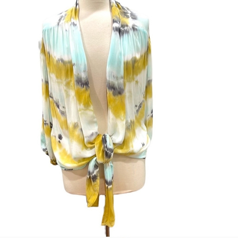 NWT Young Fabulous and Broke tie-dye tie front kimono size medium